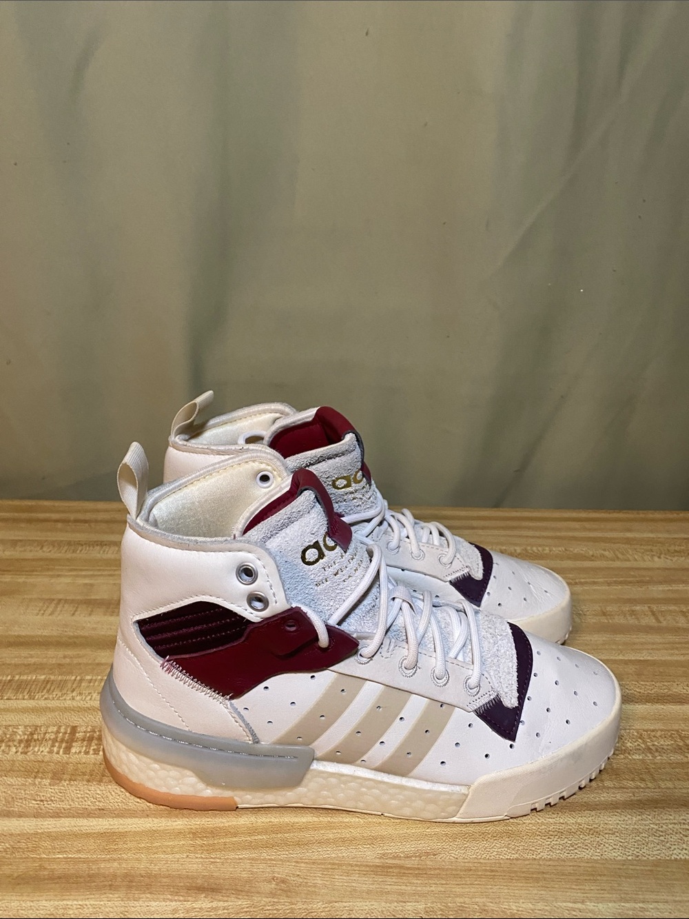 Adidas Rivalry RM  Retro High Boost  Basketball Sneakers White /Burgundy Men’s 6